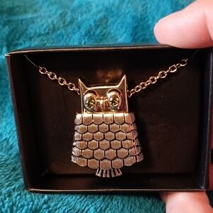 AVON Owl Pendant Locket Necklace Brooch